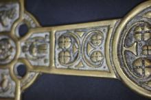  Vintage Brass Cornish Celtic cross Mid-Century Religious icon